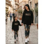 FW24-set (4 τεμαχίων) Γυναικείο & Παιδικό Κολάν  Gold Leaves & Φούτερ Gold Glitter VOGUE