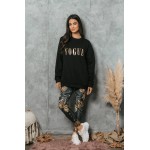 FW24-Σετ Γυναικείο (2 τεμαχίων) Κολάν Gold Leaves & Φούτερ Gold Glitter VOGUE