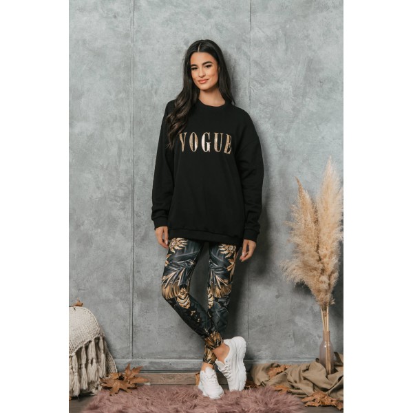 FW24-Σετ Γυναικείο (2 τεμαχίων) Κολάν Gold Leaves & Φούτερ Gold Glitter VOGUE