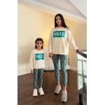 FW21-set (4 τεμαχίων) Γυναικείο & Παιδικό Κολάν Πετρόλ Leopard & Φούτερ VOGUE Metallic