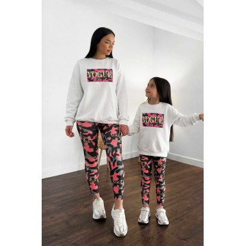 FW21-set (4 τεμαχίων) Γυναικείο & Παιδικό Κολάν Pink Army Vogue & Φούτερ Pink Army VOGUE 
