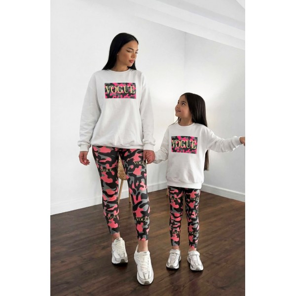 FW21-set (4 τεμαχίων) Γυναικείο & Παιδικό Κολάν Pink Army Vogue & Φούτερ Pink Army VOGUE 
