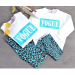FW21-set (4 τεμαχίων) Γυναικείο & Παιδικό Κολάν Πετρόλ Leopard & Φούτερ VOGUE Metallic