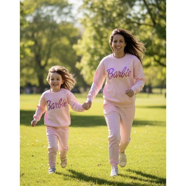 FW21-set (4 τεμαχίων) Γυναικείο & Παιδικό Φόρμα Ροζ Barbie Metallic