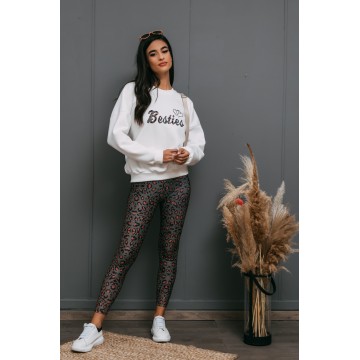 FW23-Σετ Γυναικείο (2 τεμαχίων) Κολάν Green Leopard & Φούτερ Besties