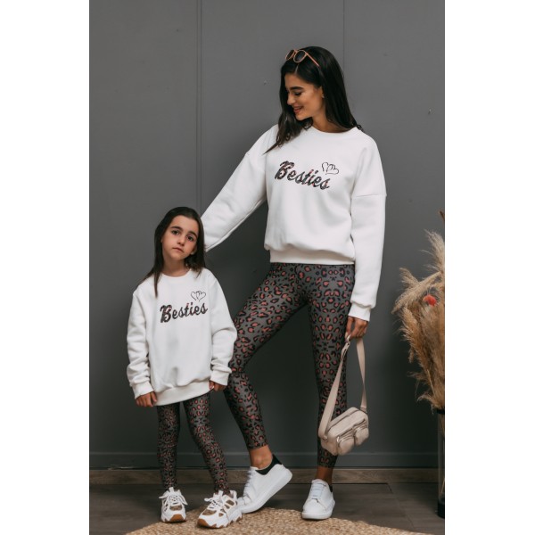 FW23-set (4 τεμαχίων) Γυναικείο & Παιδικό Κολάν Green Leopard & Φούτερ Besties