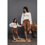 FW23-set (4 τεμαχίων) Γυναικείo & Παιδικό Σορτς Ταμπά Δερματίνη  &  Φούτερ MAMA-MAMA'S girl