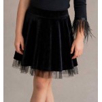FW25-Παιδική Φούστα Κλως Τούτου Velvet Μαύρο