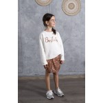 FW25-set (2 τεμαχίων) Παιδική Φούστα Παγέτα Σομόν & Φούτερ Besties Γκλίτερ