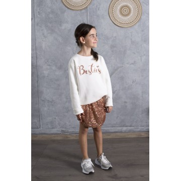 FW25-set (2 τεμαχίων) Παιδική Φούστα Παγέτα Σομόν & Φούτερ Besties Γκλίτερ
