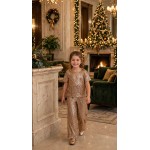 FW25-set (2 τεμαχίων)  Παιδικό Παντελόνι & Μπλούζα Παγέτα  Σομόν