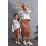 FW25-set (2 τεμαχίων) Παιδική Φούστα Παγέτα Σομόν & Φούτερ Besties Γκλίτερ