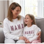 FW26-set (2 τεμαχίων)  Φούτερ Μπλούζες Γυναικείο & Παιδικό MAMA-MAMAS-Girl Leopard Pink