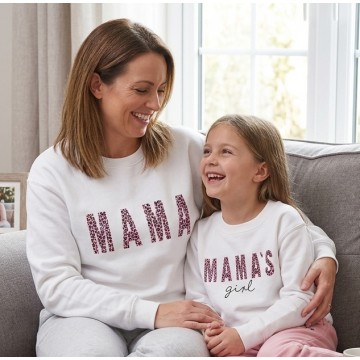 FW26-set (2 τεμαχίων)  Φούτερ Μπλούζες Γυναικείο & Παιδικό MAMA-MAMAS-Girl Leopard Pink
