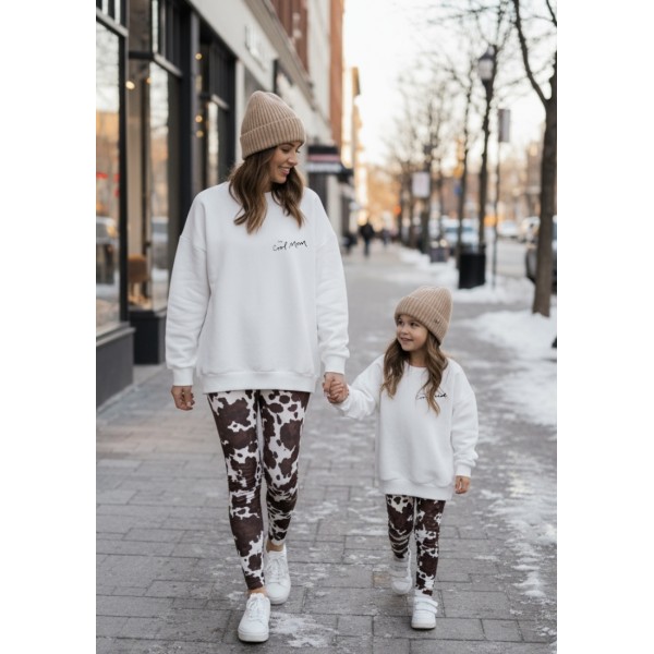 FW26-set (4 τεμαχίων) Γυναικείο & Παιδικό Κολάν Cow & Φούτερ  The Cool Mom-Kid