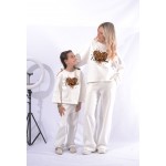 FW26-set (4 τεμαχίων) Γυναικείο & Παιδικό Φόρμα  Print Καρδιά I love you- back