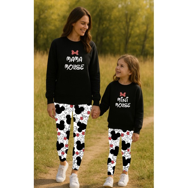 FW26-set (4 τεμαχίων) Γυναικείο & Παιδικό Κολάν Minnie & Φούτερ  Mama-Mini Mouse