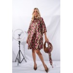 FW26- Γυναικείο Φόρεμα Σατέν Full Print Φουξ Leopard 