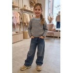 FW27-Σετ Παιδικό  (2 τεμαχίων) Τζην Στρας & Μπλούζα Πλεκτή Ριγέ