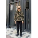 FW27-set (2 τεμαχίων)  Παιδικό Κολάν Δερματίνη & Φλις Χακί Army