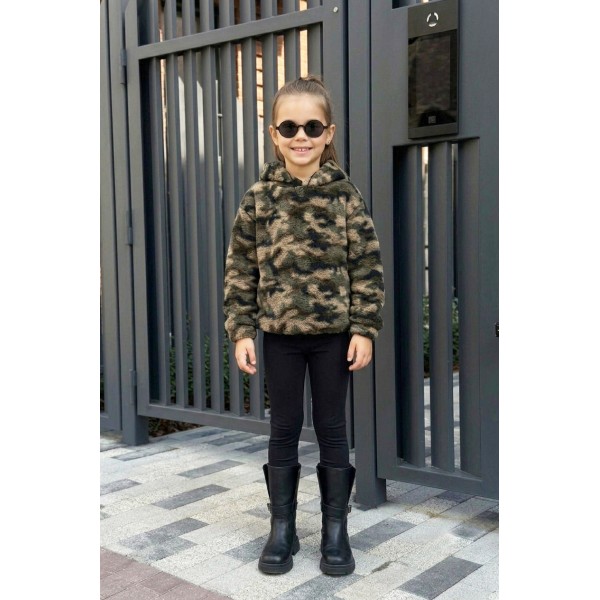 FW27-set (2 τεμαχίων)  Παιδικό Κολάν Δερματίνη & Φλις Χακί Army