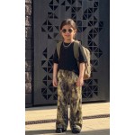 FW27-set (2 τεμαχίων)  Παιδικό Παντελόνι Βελουτέ Print Lime Animal & Μπλούζα Boxy Ριπ