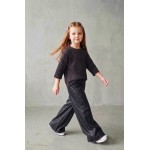 FW27-set (2 τεμαχίων)  Παιδικό Παντελόνι Δερματίνη & Μπλούζα Πουά