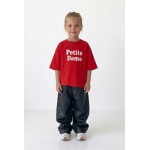 FW27-set (2 τεμαχίων)  Παιδικό Παντελόνι Δερματίνη & Μπλούζα Boxy Petitedame