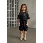 FW27-set (2 τεμαχίων)  Παιδικό Βερμούδα Δερματίνη & Μπλούζα Πουά