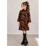 FW27 (1 τεμάχιο) Φόρεμα  Leopard Παιδικό με Μανίκι Καμπάνα 