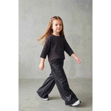 FW27-set (2 τεμαχίων)  Παιδικό Παντελόνι Δερματίνη & Μπλούζα Πουά