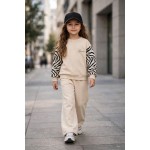 FW27-set (2 τεμαχίων)  Παιδικό Φόρμα Μπεζ Μανίκι Zebra