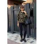 FW27-set (2 τεμαχίων) Γυναικείο  Κολάν Δερματίνη & Φλις Χακί Army
