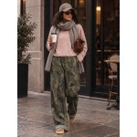 FW27-set (2 τεμαχίων) Γυναικείο  Παντελόνι Φούτερ Army Χακί & Μπλούζα Πλεκτή Νυχτερίδα