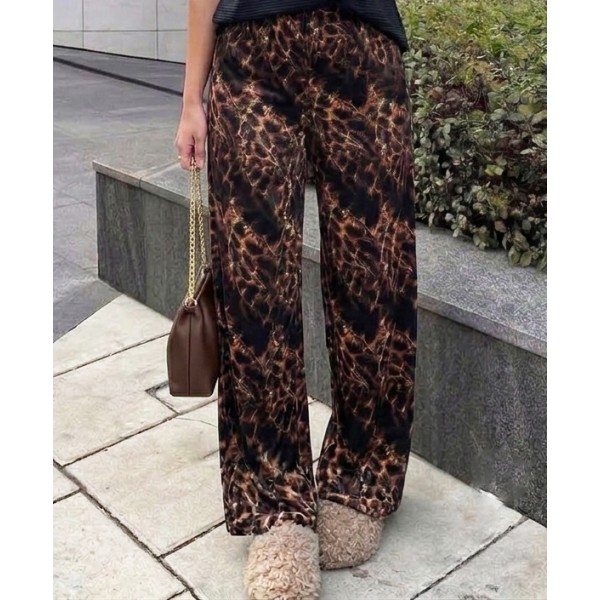 FW27 Γυναικείο Παντελόνι Βελουτέ Print Leopard Skin