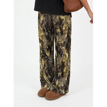 FW27 Γυναικείο Παντελόνι Βελουτέ Print Lime Animal