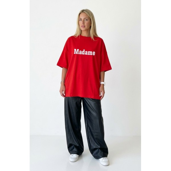 FW27-set (2 τεμαχίων) Γυναικείο  Παντελόνι Δερματίνη & Μπλούζα Boxy Madame