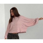 FW27-set (2 τεμαχίων) Γυναικείο  Παντελόνι Πλεκτό Ψαροκόκκαλο & Μπλούζα Πλεκτή Νυχτερίδα