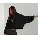 FW27-set (2 τεμαχίων) Γυναικείο  Παντελόνι Πλεκτό Ψαροκόκκαλο & Μπλούζα Πλεκτή Νυχτερίδα