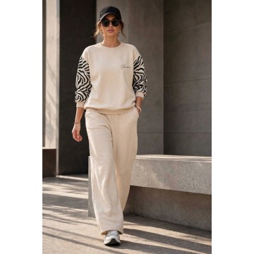 FW27-set (2 τεμαχίων) Γυναικείο  Φόρμα Μπεζ Μανίκι Zebra