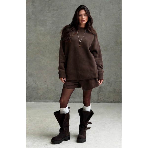 FW27-set (2 τεμαχίων) Γυναικείο  Σορτς & Μπλούζα πλεκτά