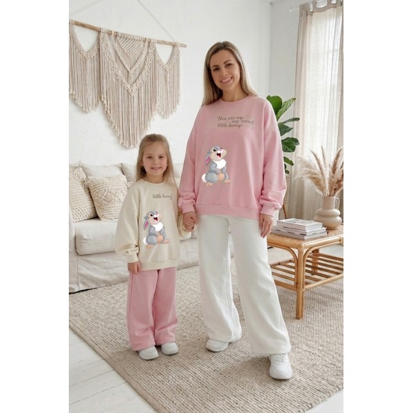 FW27-set (4 τεμαχίων) Γυναικείο & Παιδικό Φόρμα  Print Bunny