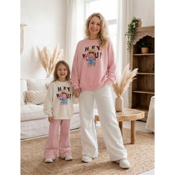 FW27-set (4 τεμαχίων) Γυναικείο & Παιδικό Φόρμα  Print HEY YOU 