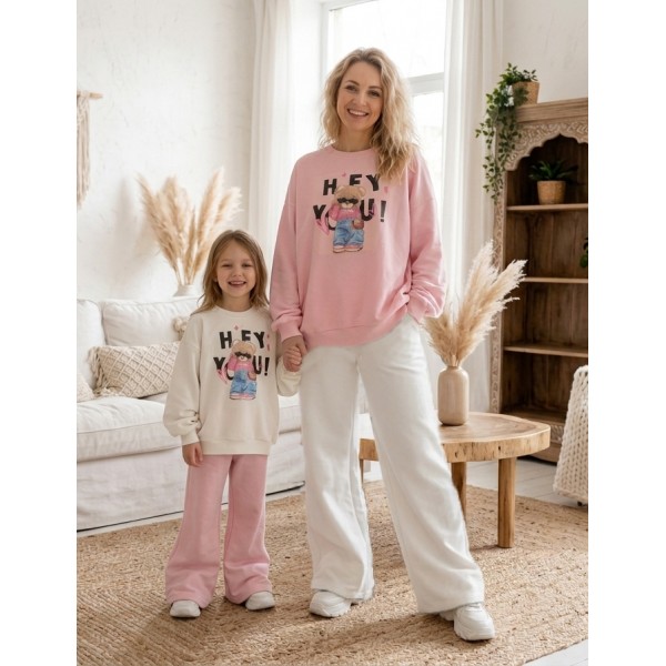 FW27-set (4 τεμαχίων) Γυναικείο & Παιδικό Φόρμα  Print HEY YOU 