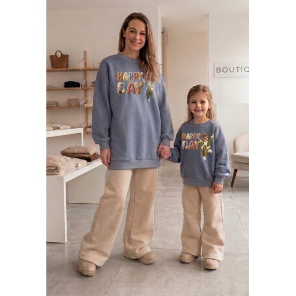 FW27-set (4 τεμαχίων) Γυναικείο & Παιδικό Φόρμα  Happy Day