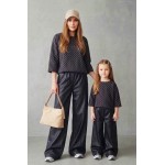 FW27-set (2 τεμαχίων)  Παιδικό Παντελόνι Δερματίνη & Μπλούζα Πουά