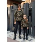 FW27-set (2 τεμαχίων) Γυναικείο  Κολάν Δερματίνη & Φλις Χακί Army