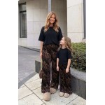 FW27-set (2 τεμαχίων)  Παιδικό Παντελόνι Βελουτέ Print Leopard Skin & Μπλο΄υζα Boxy Ριπ