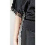 FW27-set (4 τεμ.) Γυναικεία Πένσιλ & Παιδική Κλως Φούστα Δερματίνη & Μπλούζα Ρεγιόν με Δαντέλα