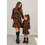 FW27-021 (1 τεμάχιο) Φόρεμα Leopard Γυναικείο με Μανίκι Καμπάνα 